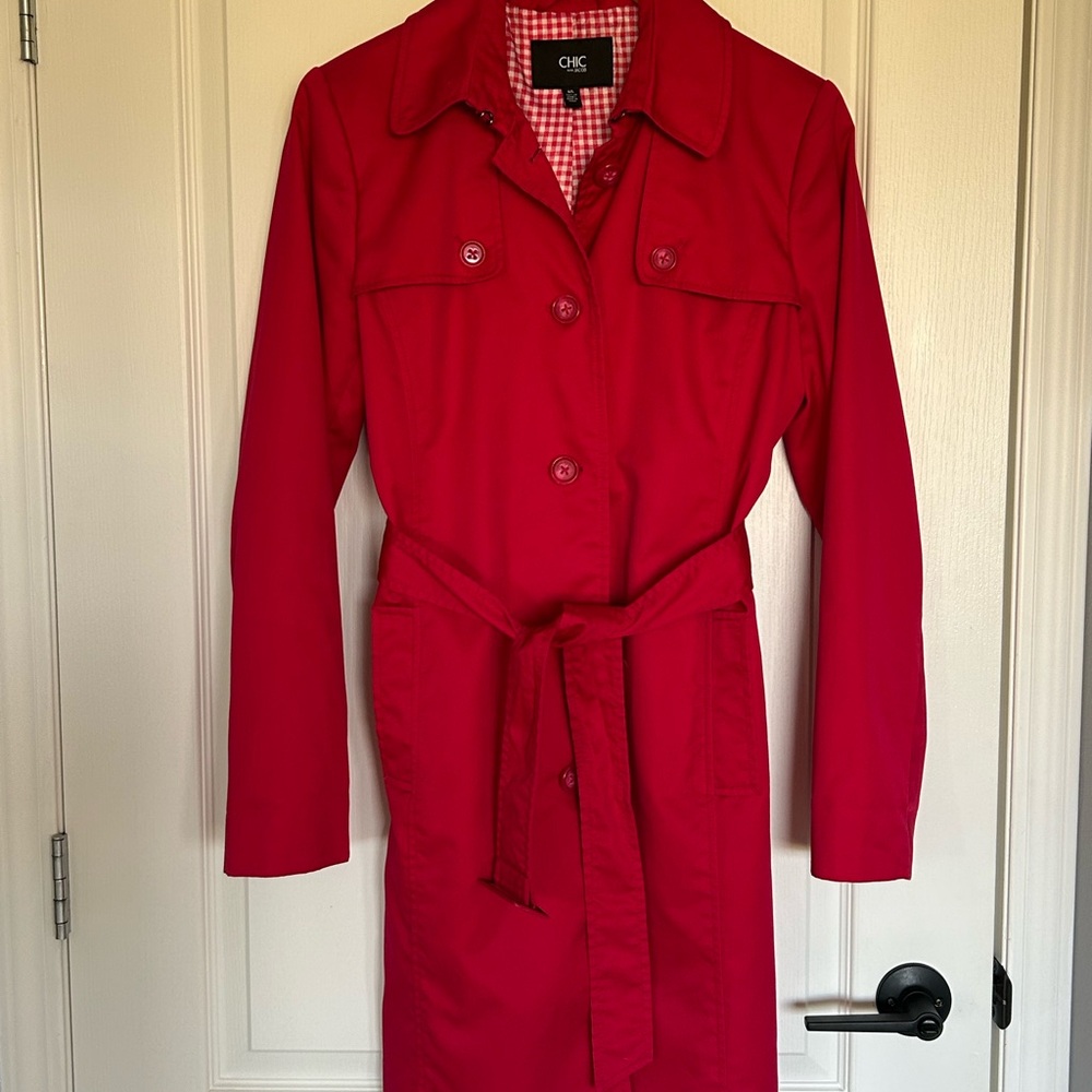 Chic Vibrant Red Trench Coat